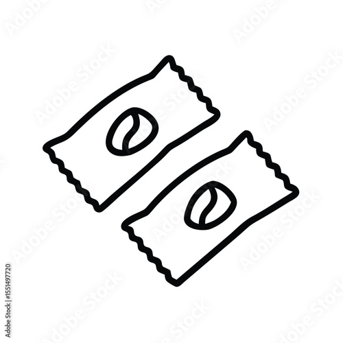 Instant coffee packets single serve coffee bags individual coffee servings outline art