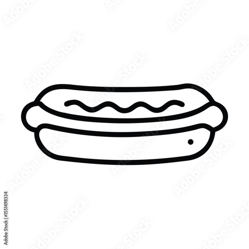 Hot dog outline icon vector illustration, simple line drawing of a delicious hotdog