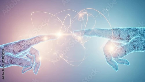 Digital hands touching abstract connection modern design technology illustration