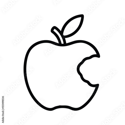 Bitten apple vector illustration fresh fruit outline design template clipart drawing