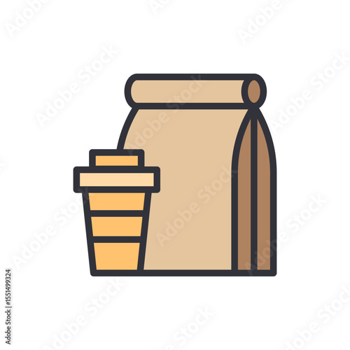 Paper Bag And Drink Cup Depicting Takeaway Order Delivery Concept