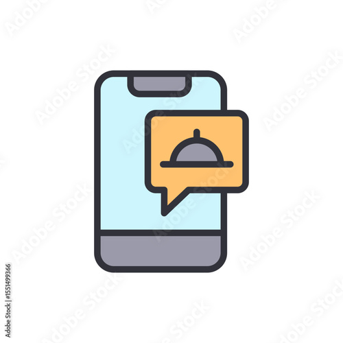 Mobile App With Food Ordering Concept And Chat Bubble Notification