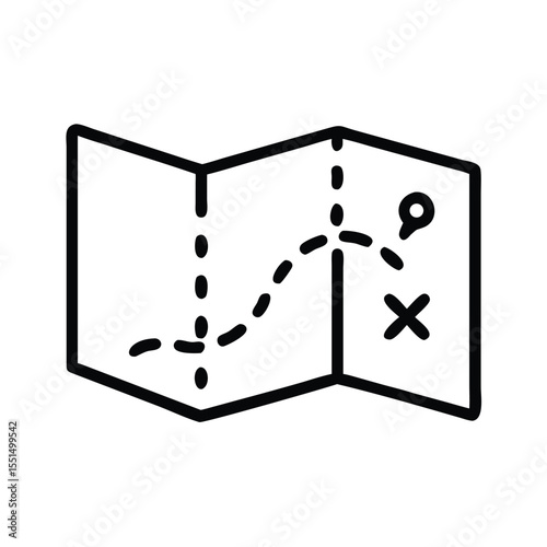 Explore travel map with pin and x marks the spot for adventure and destination guide