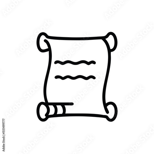 Outline drawing of old paper scroll document manuscript parchment for history theme