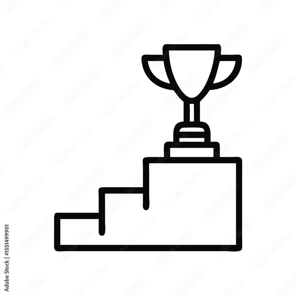 Achievement trophy on podium vector illustration for success and winning concept art Achievement trophy on podium vector illustration for success and winning concept art