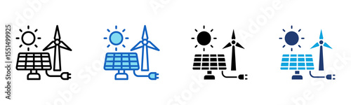 Renewable Energy icon Multi Style Vector Illustration