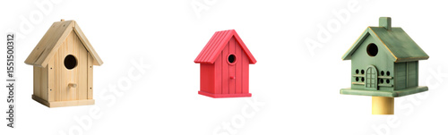 
Charming Birdhouse Collection: Three Unique Wooden Homes for Garden Decor

