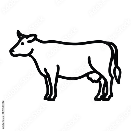 Cow illustration vector art for dairy farm animal graphic outline drawing livestock cattle design template