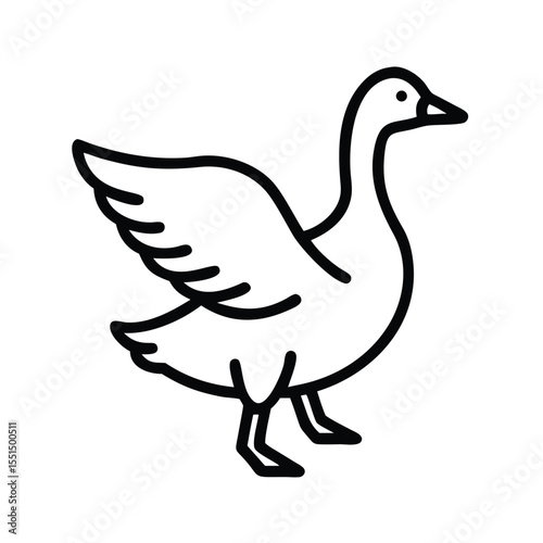 Goose outline drawing vector illustration of waterfowl bird farm animal simple line art design for print and web