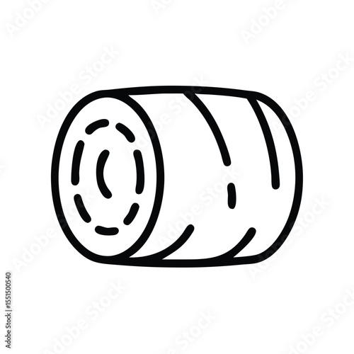 Hay bale roll vector icon illustration, agriculture farm harvest symbol, rural farming hay bale 100