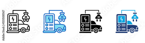 Charging Station icon Multi Style Vector Illustration