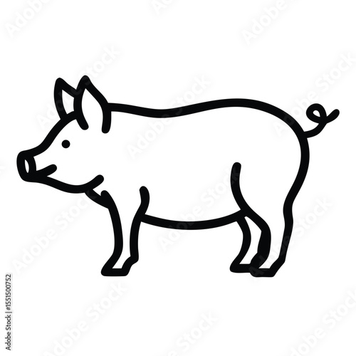 Outline drawing of a pig vector illustration farm animal swine livestock pork mammal domestic piglet 100