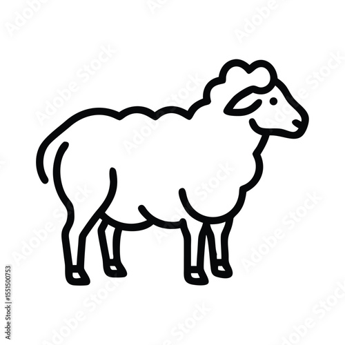 Sheep vector illustration, farm animal outline drawing, lamb icon, livestock graphic, wool symbol, ewe art