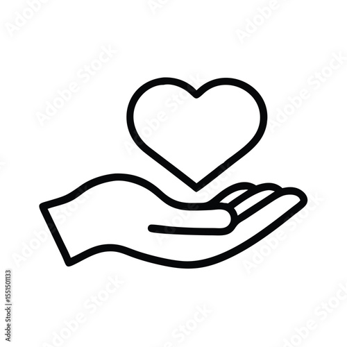 Hand holding heart vector illustration for love care support and charity concepts graphic design element