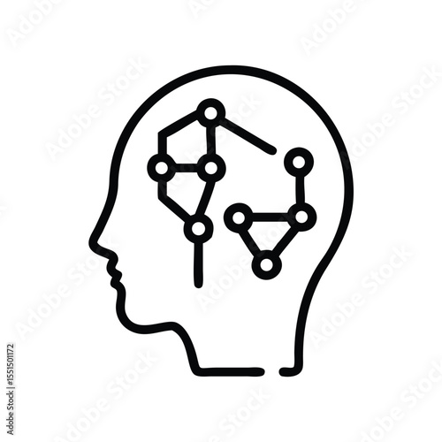 Ai brain neural network artificial intelligence machine learning thinking concept icon vector design