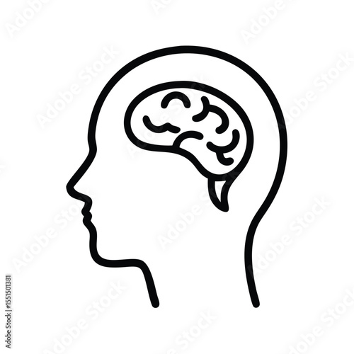 Brain health concept human head with brain illustration for mental health and psychology research study design