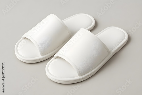 Minimalist White Slippers Product Photography Mockup – Clean Footwear Display