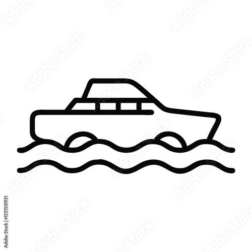 Boat on water vector icon illustration for yachting travel and summer vacation related graphic design 100