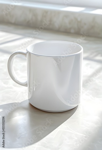 Clean White Ceramic Coffee Mug Photorealistic Mockup Design – Minimalist Drinkware Presentation