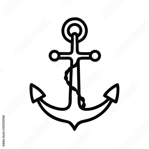 Anchor vector graphic nautical sea ocean boat ship marine symbol line art outline illustration design 100