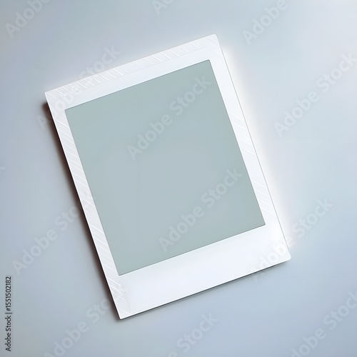 Minimalist Blank Instant Film Mockup on Light Gray Background – Clean Photography Template