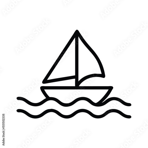 Sailboat vector icon sailing boat on water simple line art illustration for nautical theme design element 100