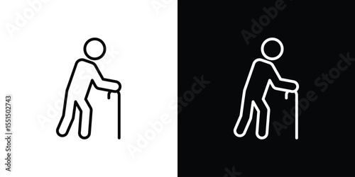 Person walking with cane icon vector, Symbol, logo illustrations