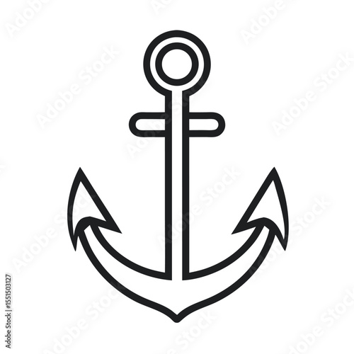 Minimalist Vector Illustration of an Anchor Icon in Continuous Line Art Style on White Background