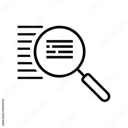 Search document analysis icon vector illustration for data research and information retrieval process