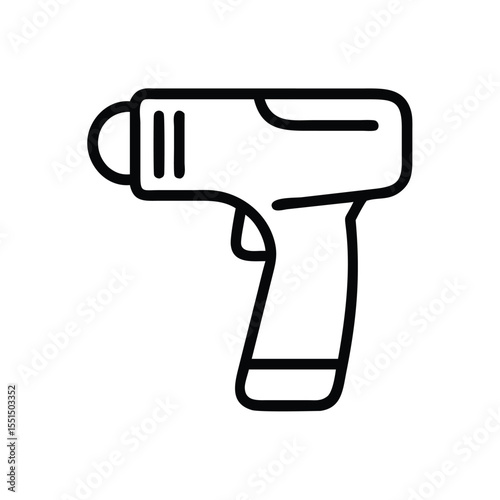 Infrared thermometer gun for temperature check fever detection and health screening line art outline icon