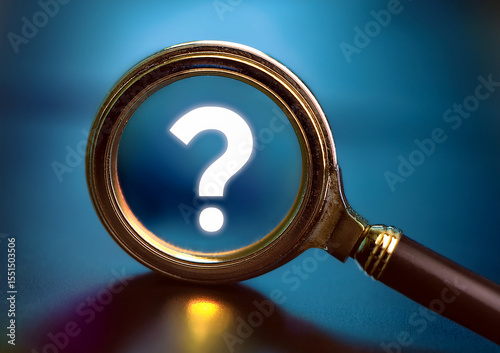 magnifier glass with question mark, concept of finding or searching 