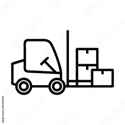 Forklift truck icon vector illustration for warehouse logistics and delivery services concept symbol design
