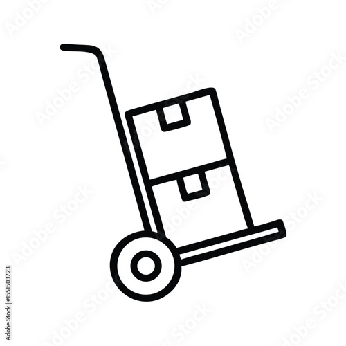 Moving boxes on a hand truck or dolly for delivery and shipping service, delivery cart vector illustration
