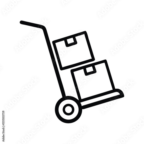 Hand truck with boxes delivery service vector icon moving equipment shipping and distribution flat design 100