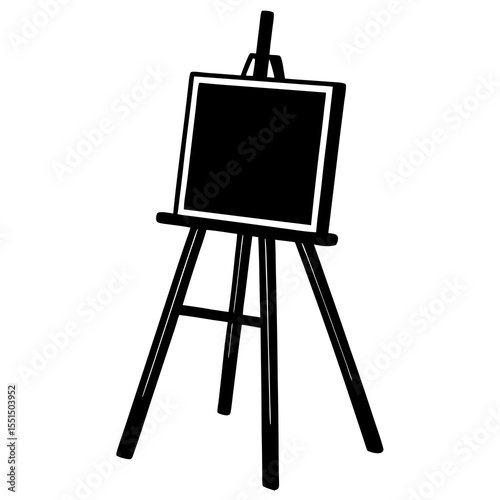 wooden easel with blank canvas