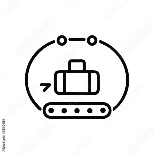 Baggage claim conveyor belt vector icon illustration for airport and travel related designs and graphics