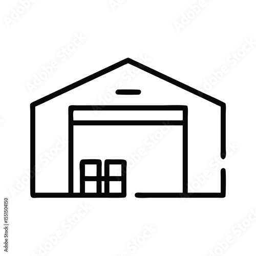 Warehouse building storage distribution center logistics facility commercial property stock icon vector outline