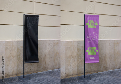 Mockup Outdoor fly banner Display Template