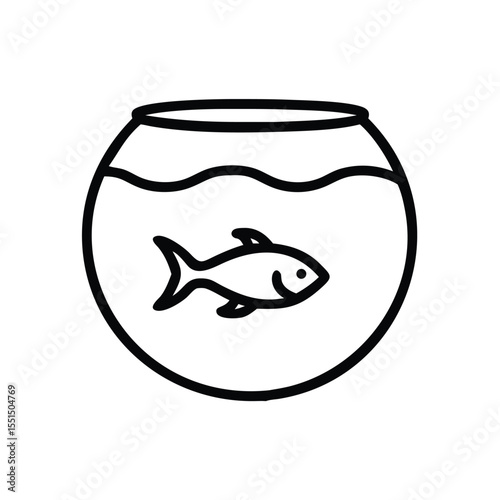 Fish bowl outline icon vector illustration simple fishbowl graphic aquarium pet shop design element concept art