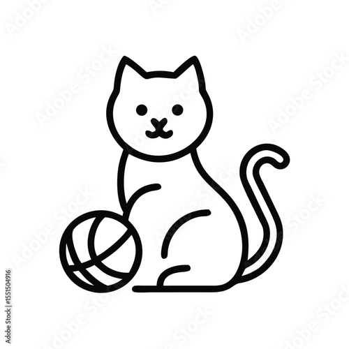 Cute cat playing with yarn ball vector illustration perfect for pet lovers and animal themed designs online use