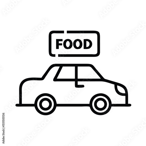 Food delivery service car icon for fast food restaurant and online order app vector illustration design