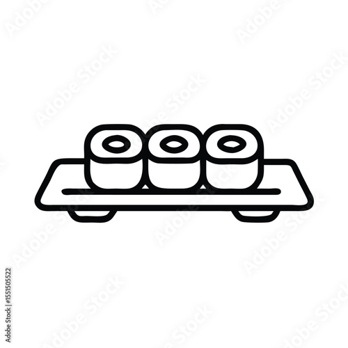 Delicious sushi rolls on a plate vector illustration for japanese food restaurant menu and asian cuisine 100