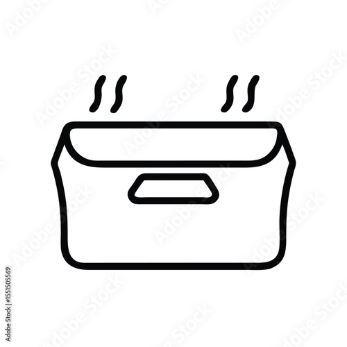 Steaming hot food container vector illustration for takeout delivery and lunchbox icon design element