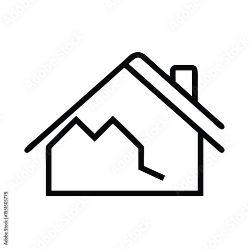 Home damage icon house with crack vector illustration property damage insurance claim and repair symbol 100