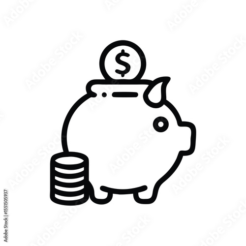 Piggy bank savings investment money finance banking dollar coin currency wealth budget icon vector design