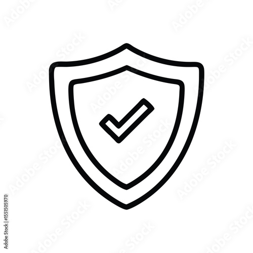 Security shield icon with check mark vector illustration for protection and safety concept design element