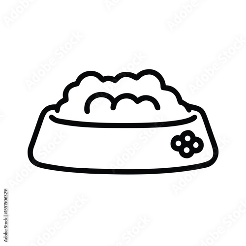 Dog food bowl icon vector illustration pet feeding dish puppy meal canine plate animal bowl line art design