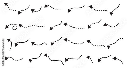 Curved arrows set for business plan, presentation and education. Sign, Symbol, Hand drawn arrow collection.