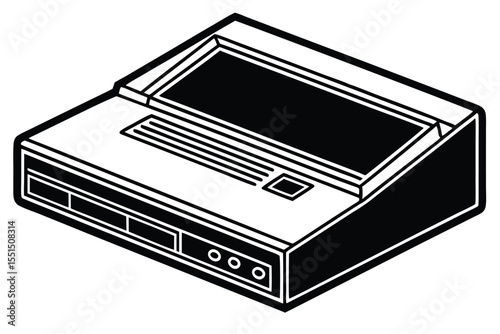 A vector illustration of a printer with print, a vital digital technology device for business communication and data storage