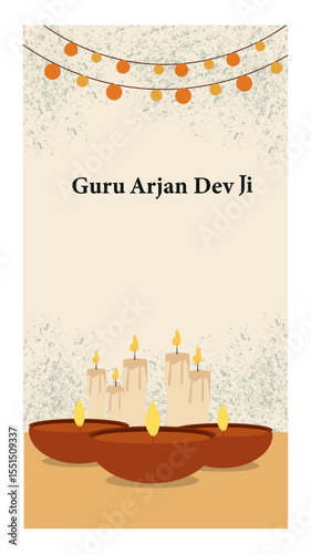 Guru Arjan Dev Vector Story Templates - Sikh Greetings-03